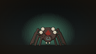 Pixel art: a huge spider with pale eyes